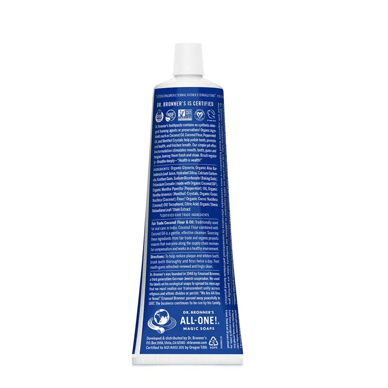 Dr. Bronner's Organic All-One Toothpaste Fluoride Free Peppermint - 5 oz