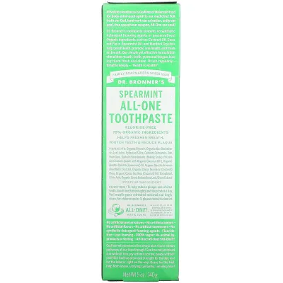 Dr. Bronner's Organic All-One Toothpaste Fluoride Free Spearmint - 5 oz