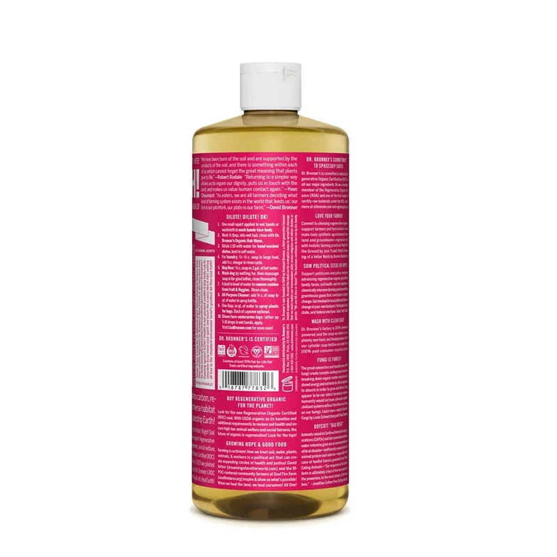 Dr. Bronner's 18-IN-1 Pure-Castile Magic Soap Rose - 32 fl oz