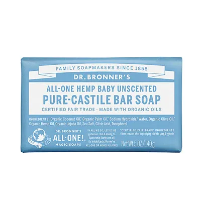 Dr. Bronner's All-One Pure-Castile Bar Soap Hemp Baby Unscented - 5 oz
