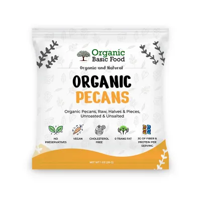 Organic Pecans, Raw, Halves & Pieces | Non-GMO | Vegan | Gluten-Free - 1 oz