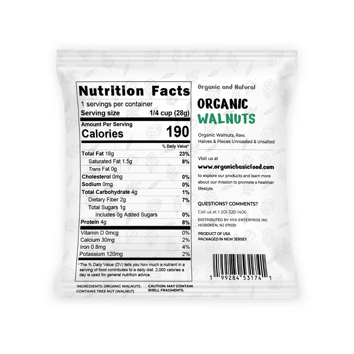 Organic Walnuts, Raw Halves & Pieces, Unroasted & Unsalted | Non-GMO | Vegan | Gluten-Free - 1 oz