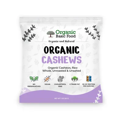 Organic Cashews, Raw, Whole | Non-GMO | Vegan | Gluten-Free - 1 oz