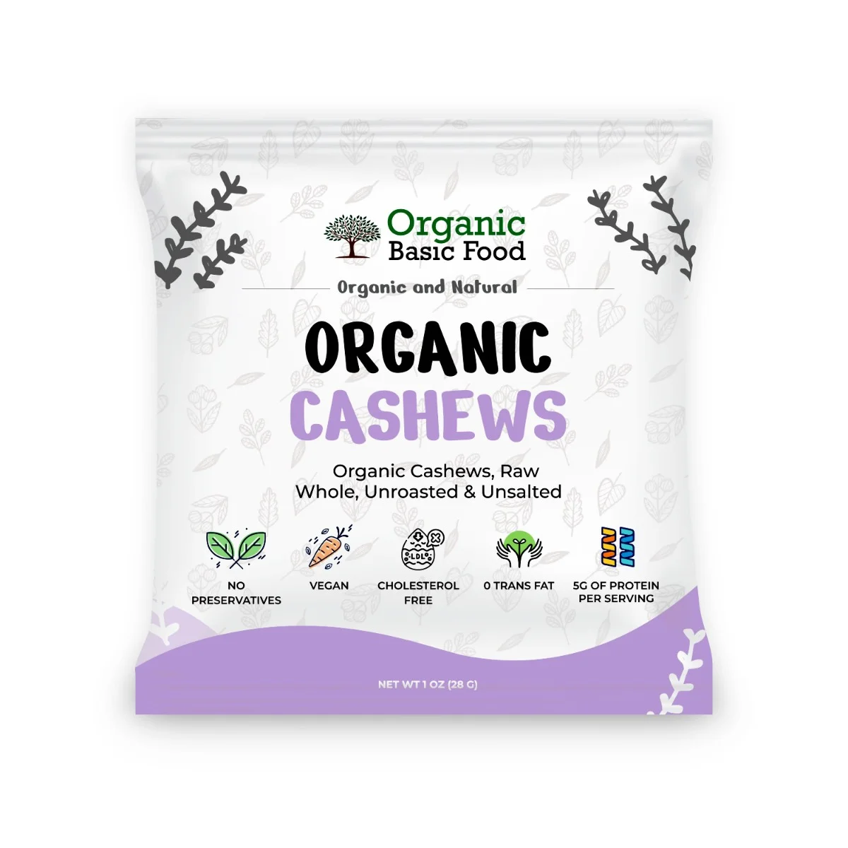 Organic Cashews, Raw, Whole | Non-GMO | Vegan | Gluten-Free - 1 oz