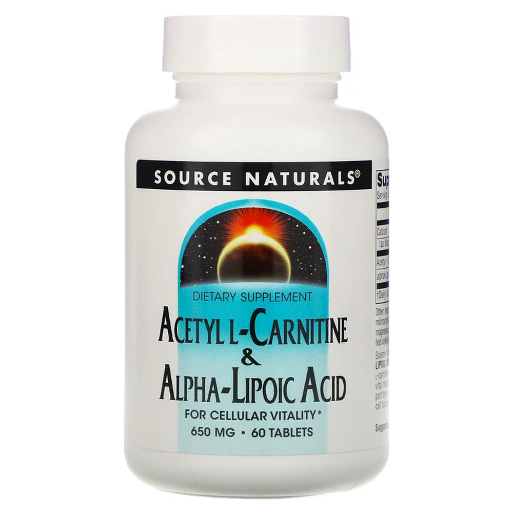 Source Naturals Acetyl L-Carnitine & Alpha-Lipoic Acid - 650 mg - 60 Tablets