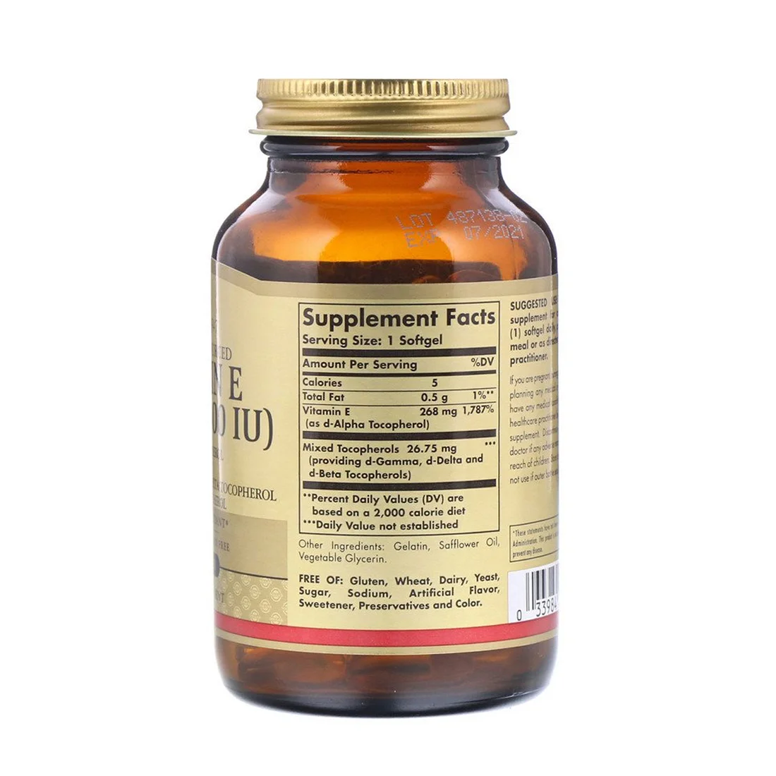 Solgar Vitamin E D-Alpha Tocopherol plus D-Beta, D-Delta and D-Gamma Tocopherols - 268 mg - 100 Softgels