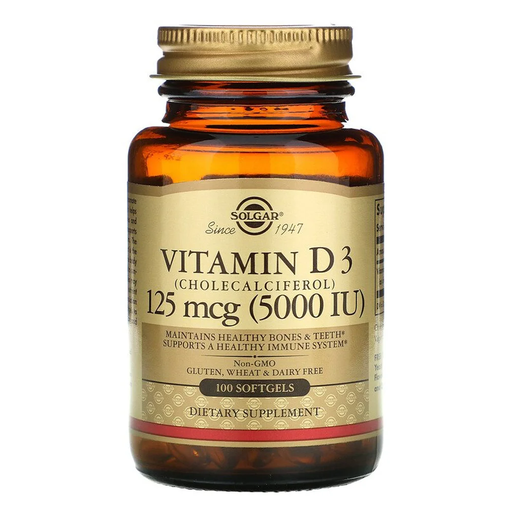 Solgar Vitamin D3 Cholecalciferol - 5000 IU - 100 Softgels