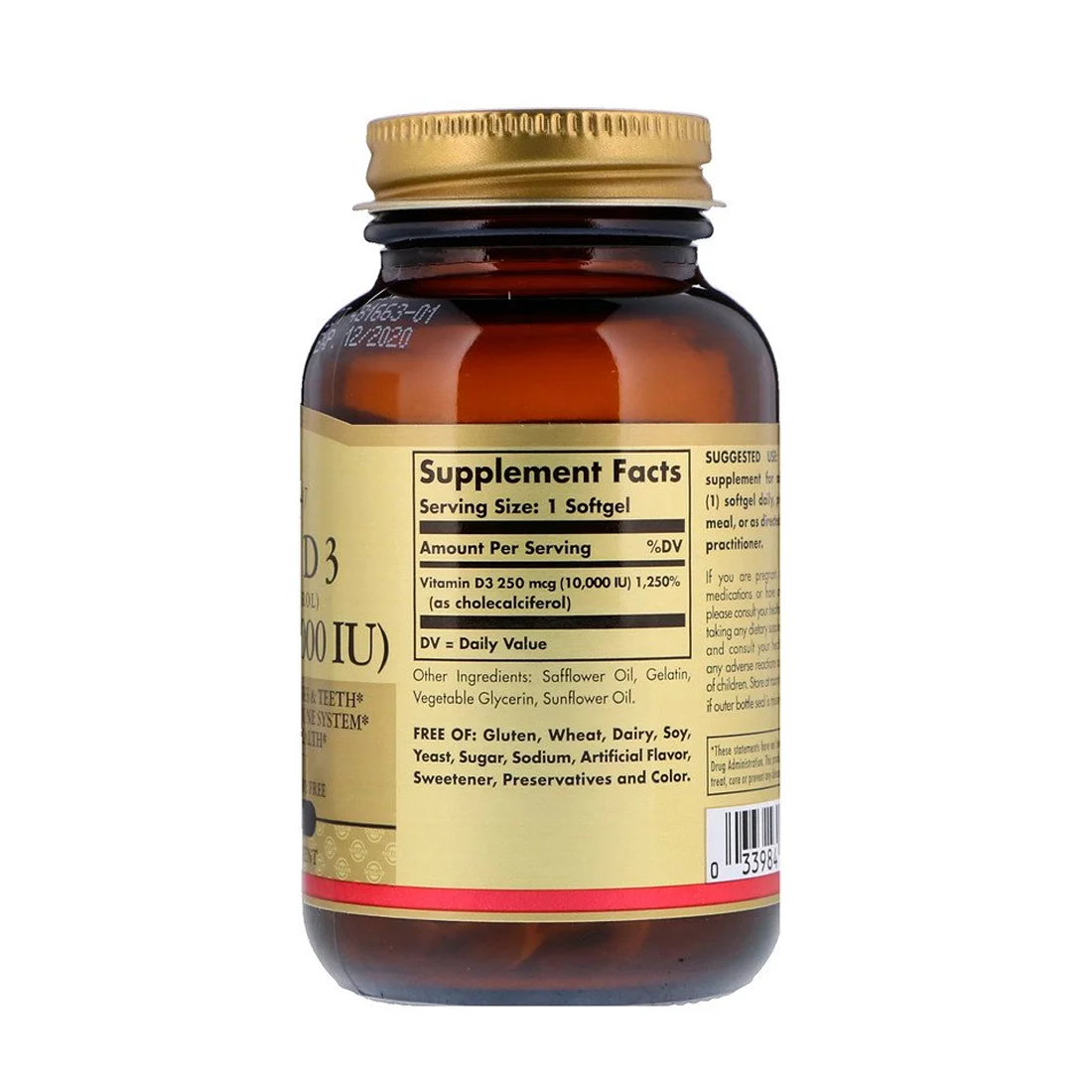 Solgar Vitamin D3 Cholecalciferol - 10000 IU - 120 Softgels