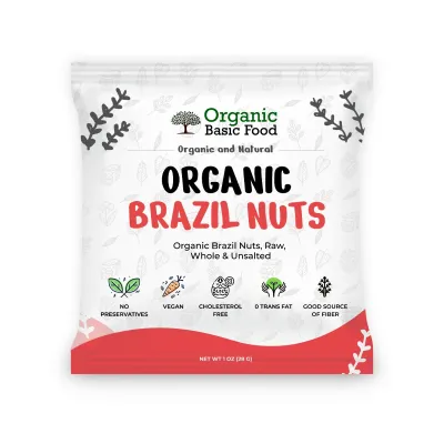 Organic Brazil Nuts, Raw, Whole | Non-GMO | Vegan | Gluten-Free - 1 oz
