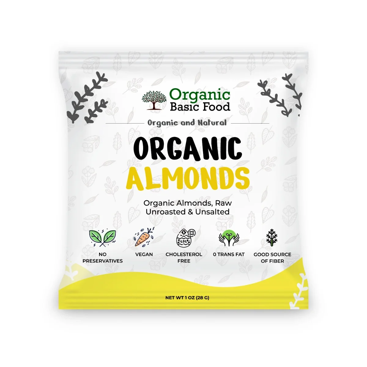 Organic Almonds, Raw, Unroasted & Unsalted | Non-GMO | Vegan | Gluten-Free - 1 oz