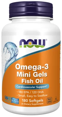 NOW Omega-3 Mini Gels - 180 Softgels