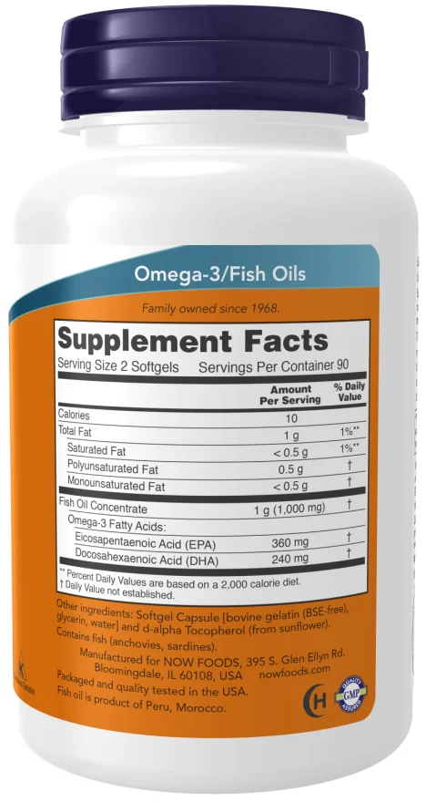 NOW Omega-3 Mini Gels - 180 Softgels