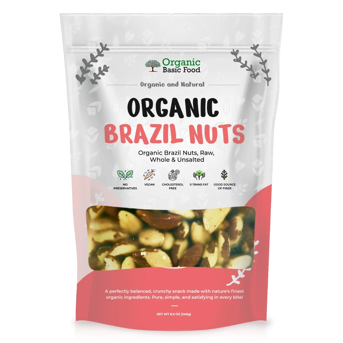 Organic Brazil Nuts, Raw, Whole | Non-GMO | Vegan | Gluten-Free - 8.5 oz