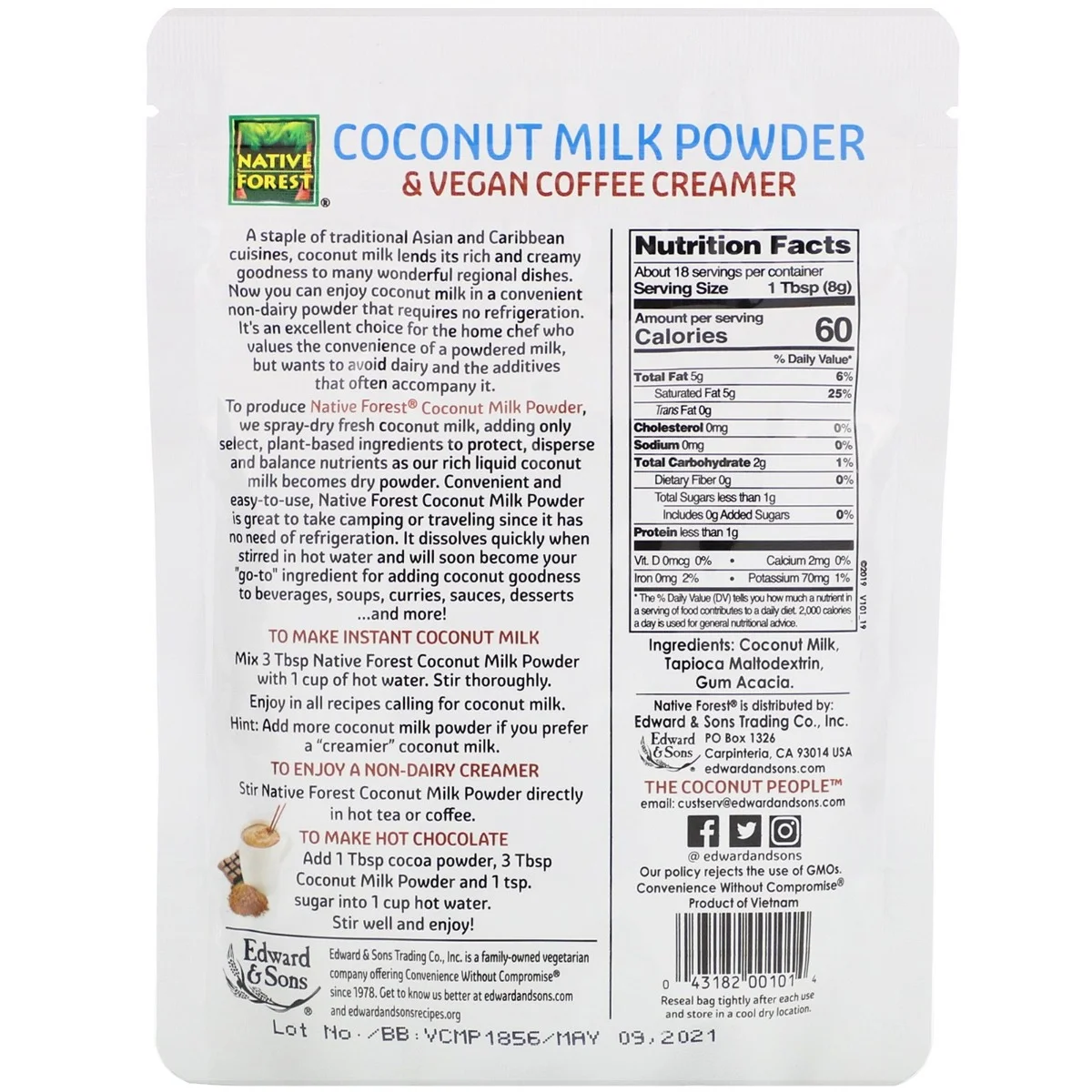 Native Forest Instant Plant-Based Coconut Milk Powder - 5.25 oz