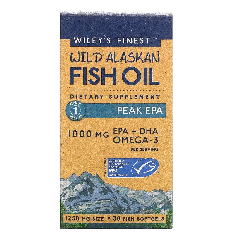 Wiley's Finest Wild Alaskan Fish Oil Peak EPA - 1250 mg - 30 Fish Softgels