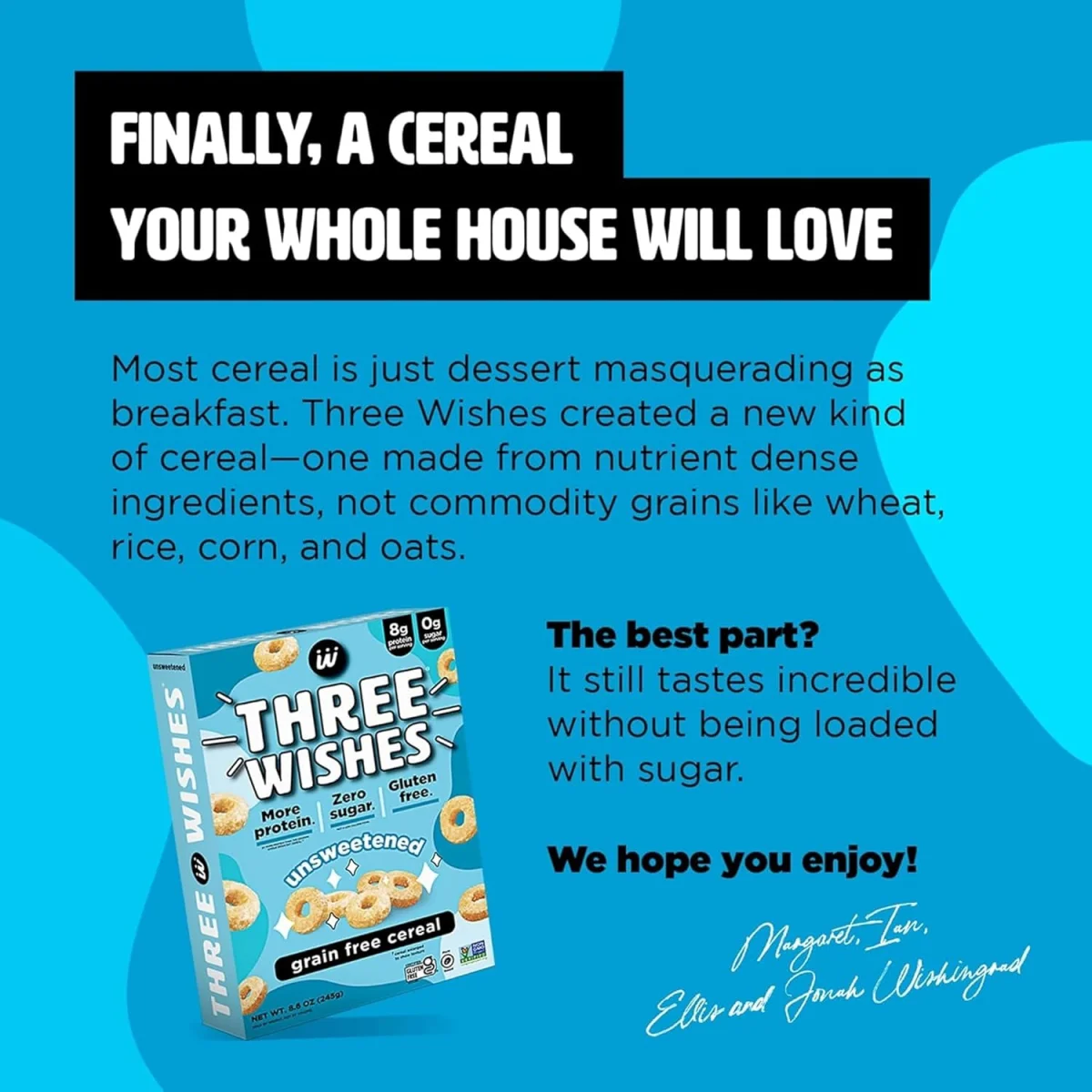 Three Wishes Gluten Free Protein Cereal, Unsweetened - 8.6 oz