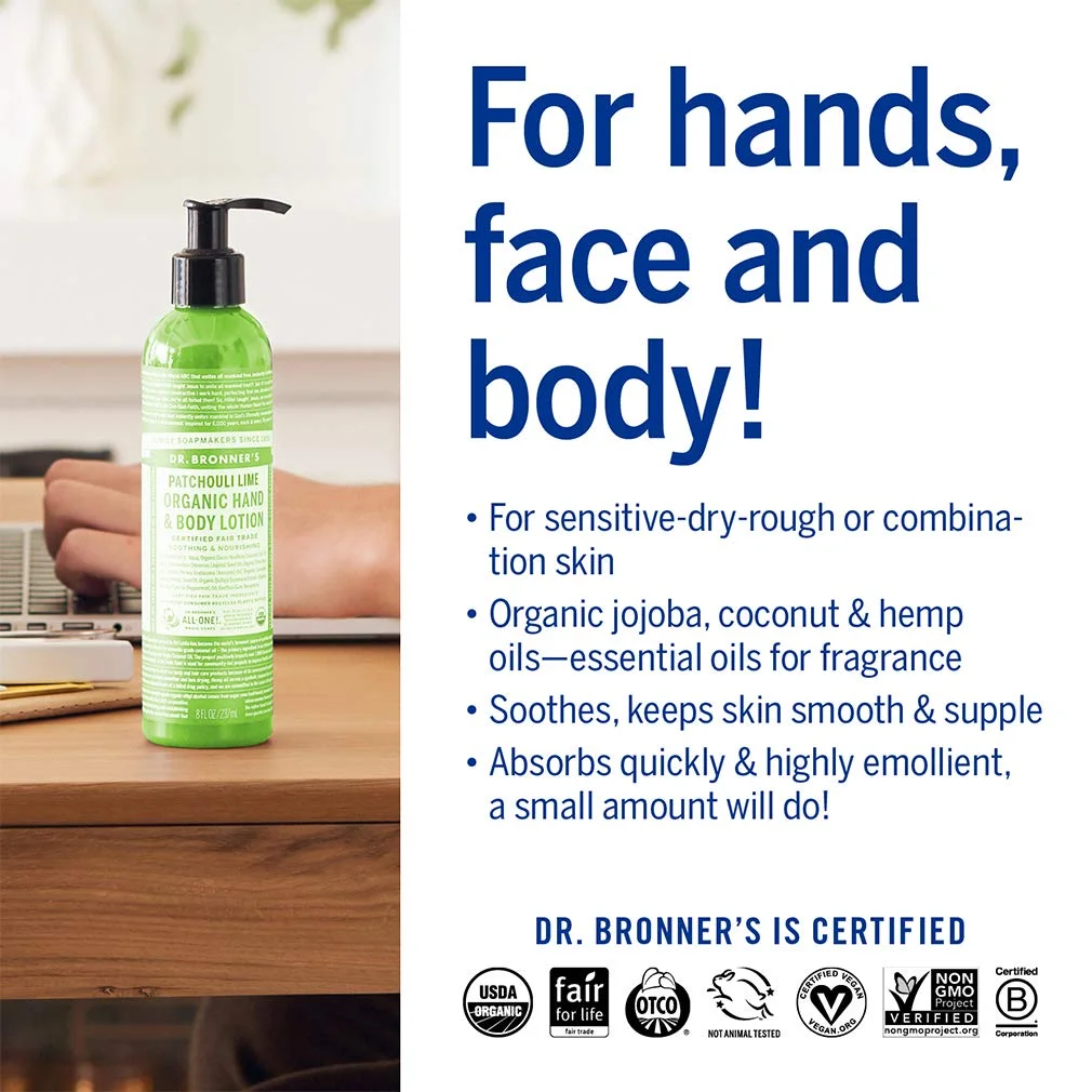 Dr. Bronner's Organic Hand & Body Lotion Patchouli Lime - 8 fl oz