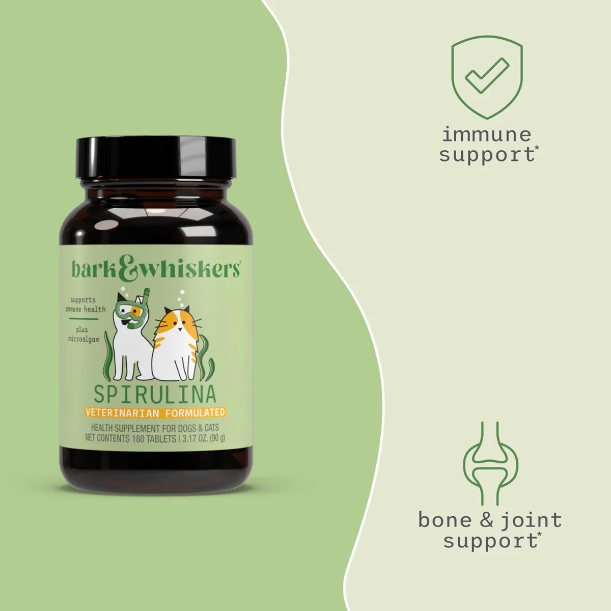 Dr. Mercola, Bark & Whiskers™, Spirulina, For Dogs & Cats, 180 Tablets, 3.17 oz (90 g)