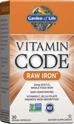 Garden of Life Vitamin Code Raw Iron - 22 mg - 30 Vegan Capsules