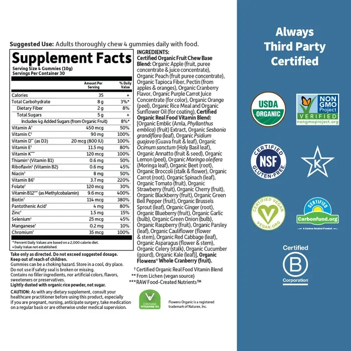 Garden of Life Organics Men's Multi 40 Plus Whole Food Gummies Organic Berry - 120 Vegan Gummy Drops