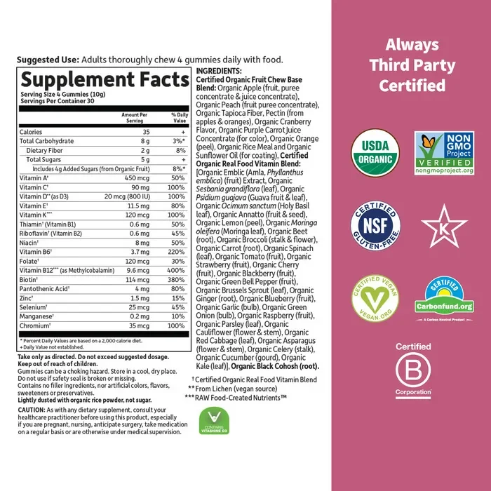 Garden of Life Organics Women's Multi 40 Plus Whole Food Gummies Organic Berry - 120 Drops