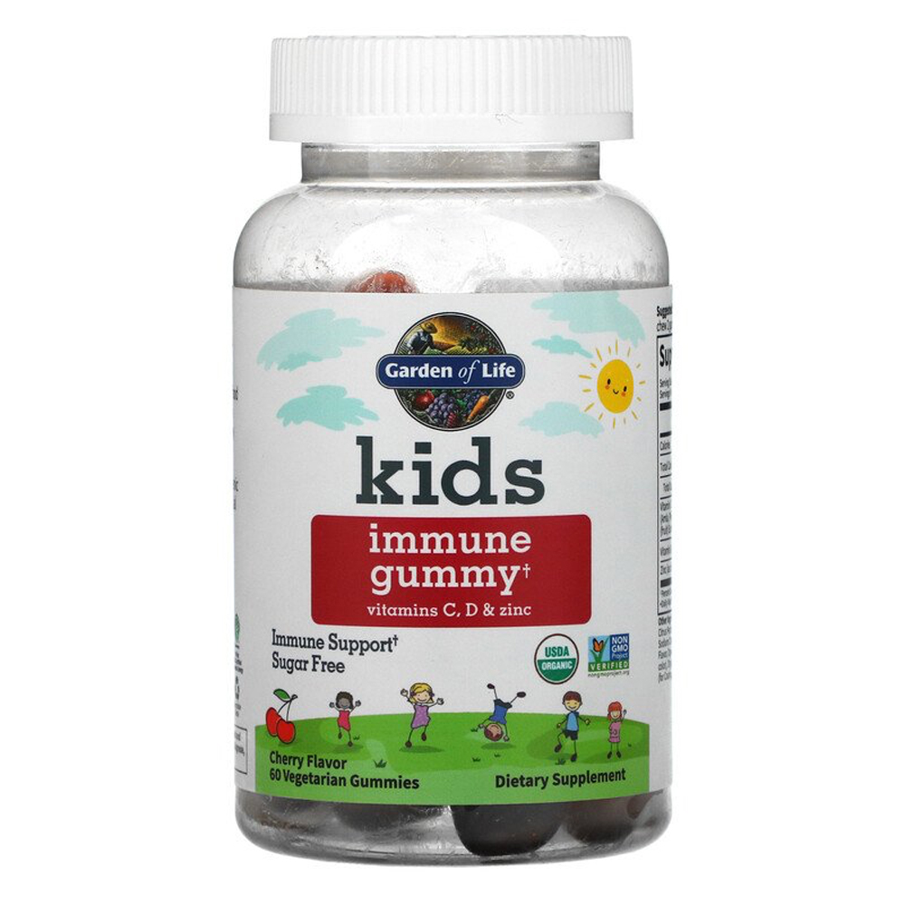 Garden of Life Kid's Immune Gummy + Vitamin C D & Zinc Cherry 60 Vegetarian Gummies