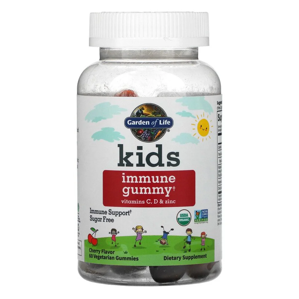 Garden of Life Kid's Immune Gummy + Vitamin C D & Zinc Cherry 60 Vegetarian Gummies