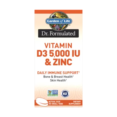 Garden of Life Dr. Formulated Vitamin D3 5000 IU & Zinc - 30 Small Tabs
