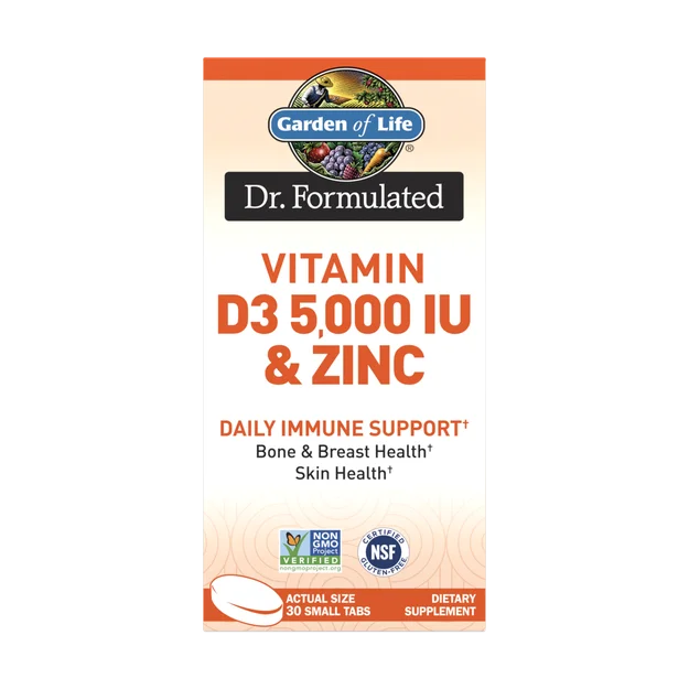 Garden of Life Dr. Formulated Vitamin D3 5000 IU & Zinc - 30 Small Tabs