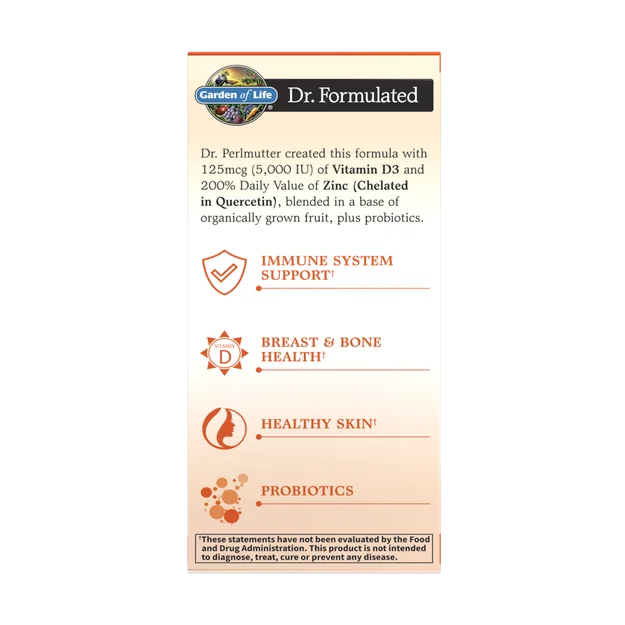 Garden of Life Dr. Formulated Vitamin D3 5000 IU & Zinc - 30 Small Tabs