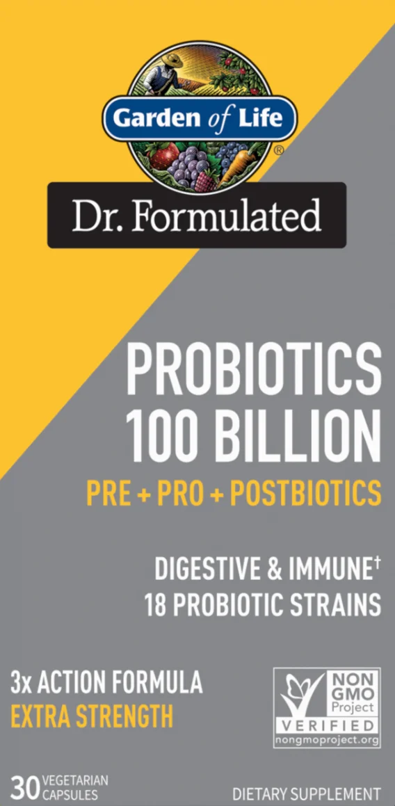 Garden of Life Dr. Formulated Probiotics Pre + Pro + Postbiotics - 100 billion - 30 Vegetarian Capsules