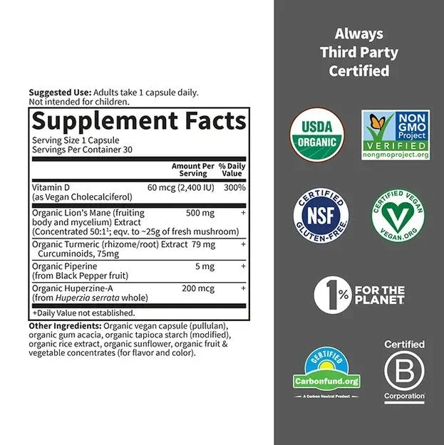 Garden of Life, Herbals, Brain Health, Mint, 30 Vegan Capsules