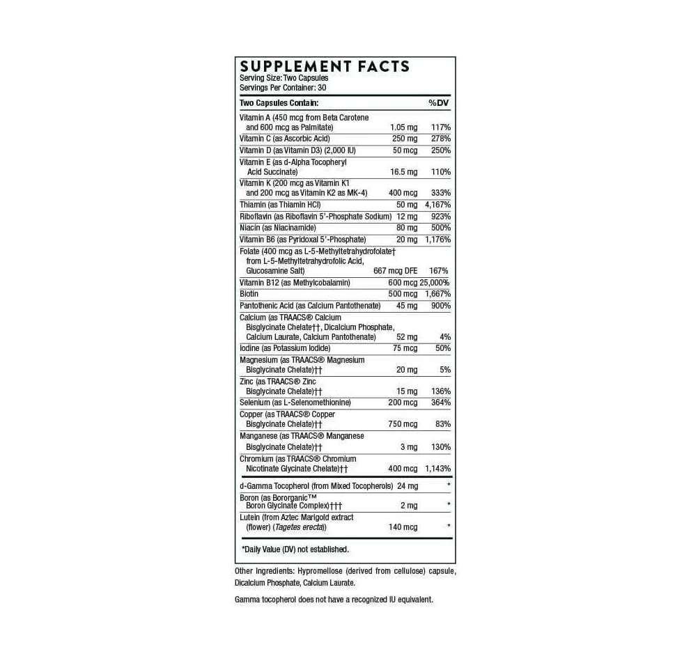 Thorne Basic Nutrients 2 Day - NSF Certified for Sport - 60 Capsules