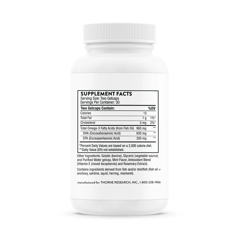 Thorne Research, Advanced DHA, 650 mg DHA and 200 mg of EPA, 60 gelcaps