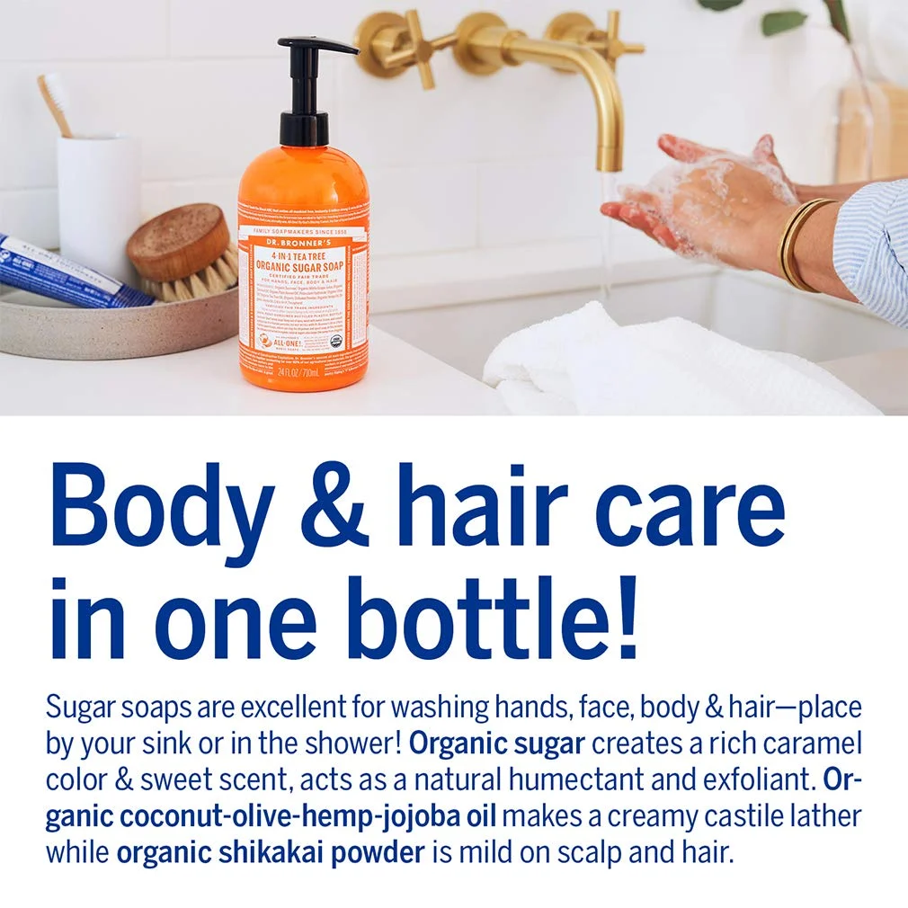 Dr. Bronner's Organic 4-in-1 Pump Soap Sugar Tea Tree - 24 fl oz