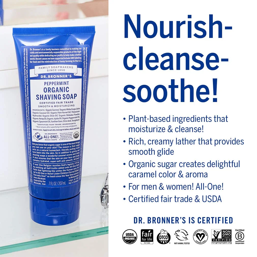Dr. Bronner's Organic Shaving Soap Peppermint - 7 fl oz