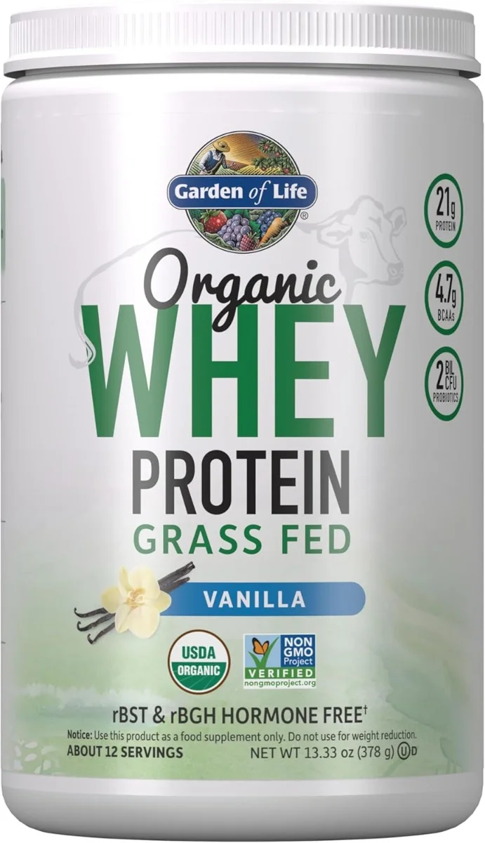 Garden of Life, Organic Whey Protein, Grass-Fed, Vanilla, 13.33 oz (378 g)