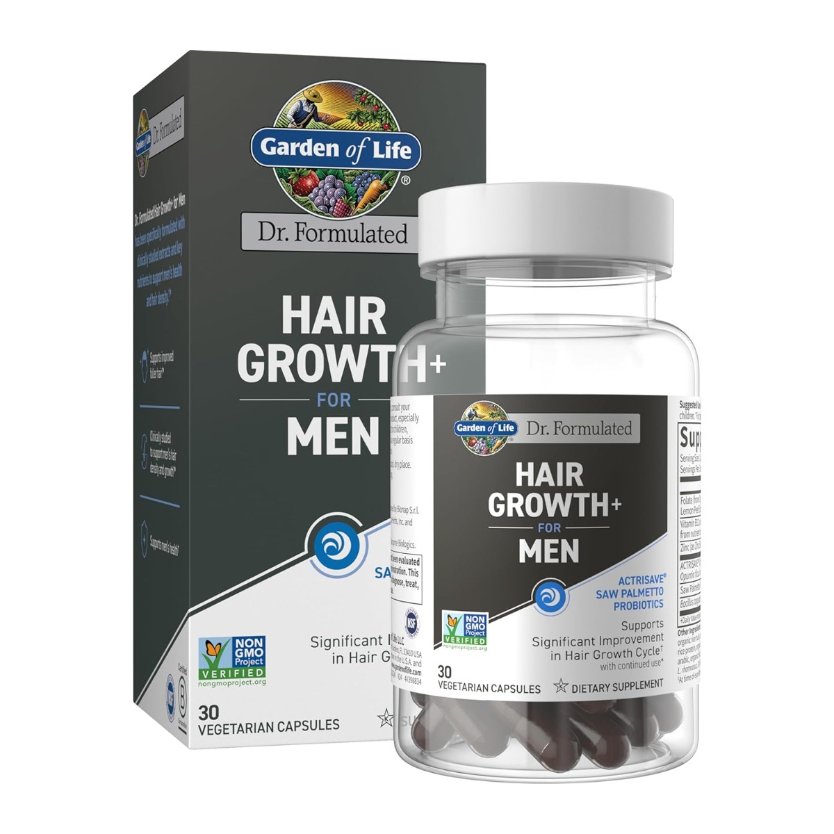 Garden Of Life - Dr. Formulated, Hair Growth+ For Men, 30 Vegetarian Capsules