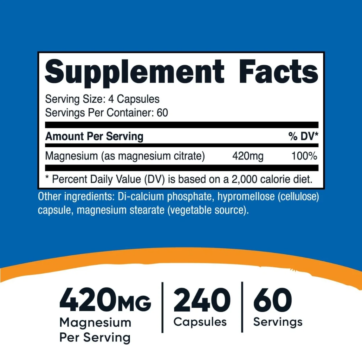 Nutricost Magnesium Citrate - 420 mg - 240 Capsules