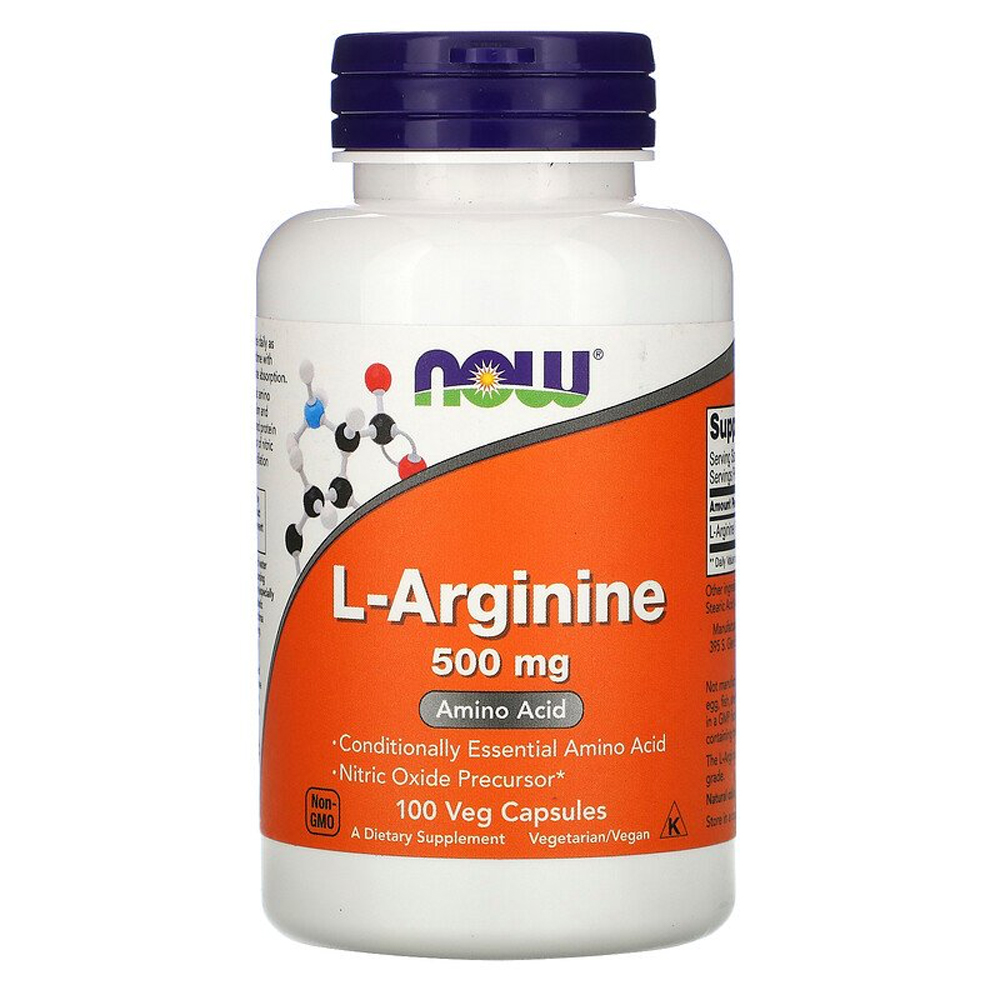 NOW L-Arginine - 500 mg - 100 Capsules