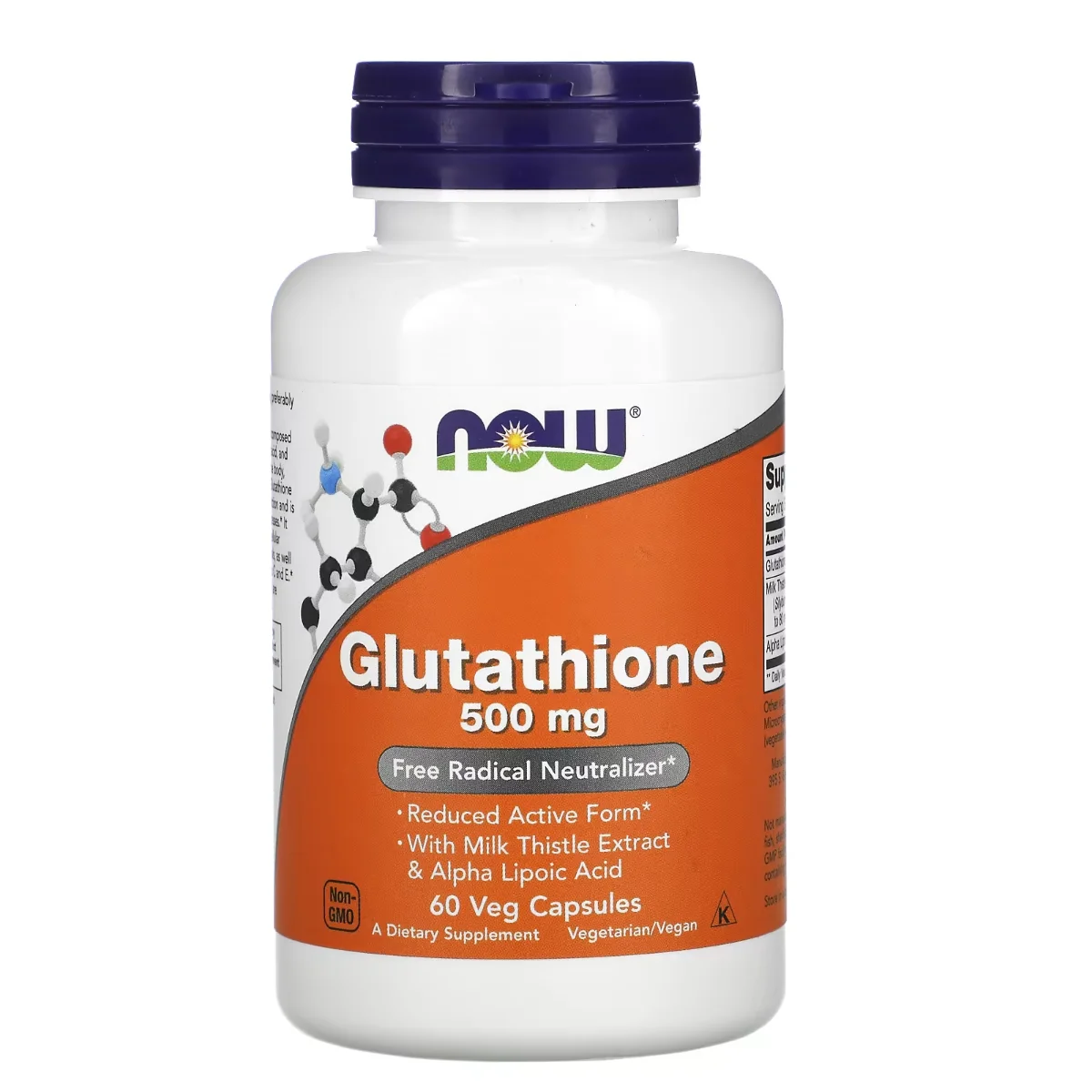 NOW Glutathione - 500 mg - 60 Veg Capsules