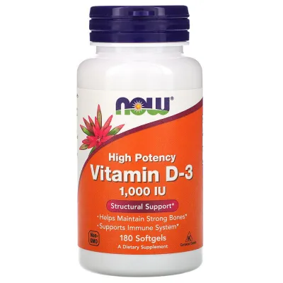NOW Vitamin D-3 - 1000 IU - 180 Softgels
