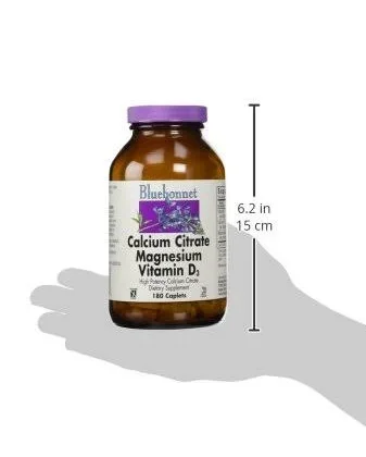 Bluebonnet Nutrition Calcium Citrate Magnesium Plus Vitamin D3 - 180 Caplets
