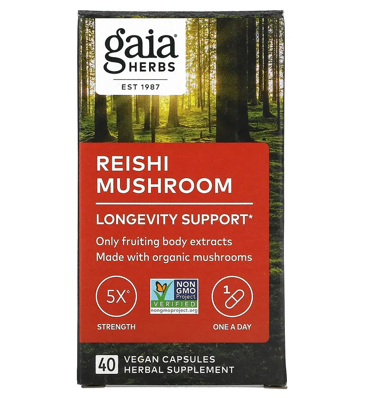 Gaia Herbs Reishi Mushroom - 40 Vegan Capsules