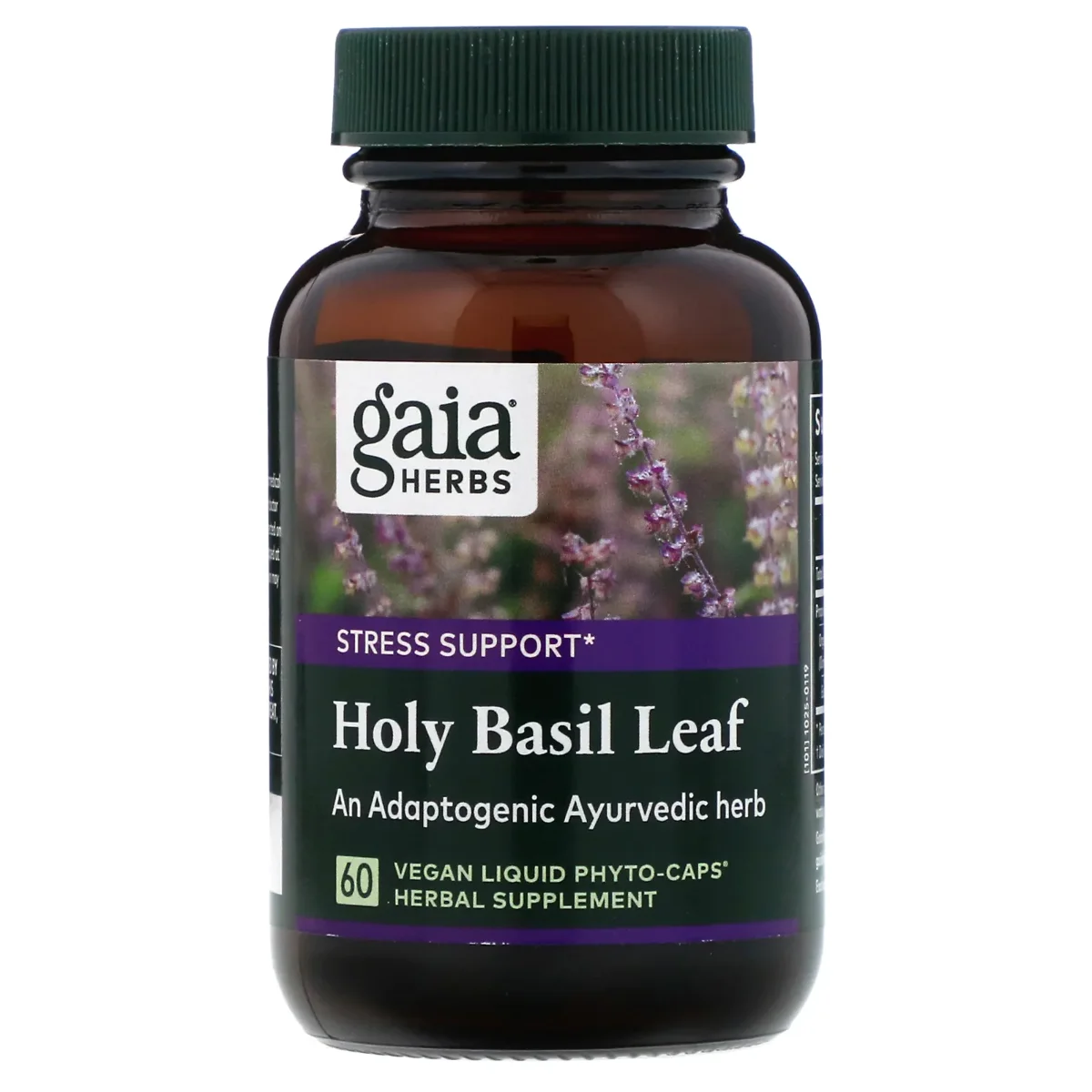Gaia Herbs Single Herbs Holy Basil Leaf - 60 Vegetarian Liquid Phyto-Caps™