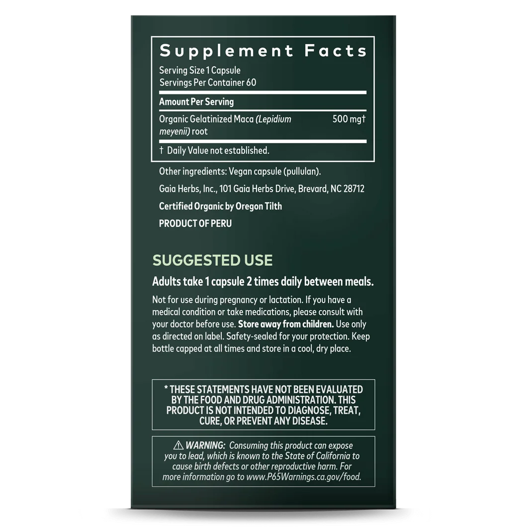 Gaia Herbs Maca Root - 60 Vegan Capsules