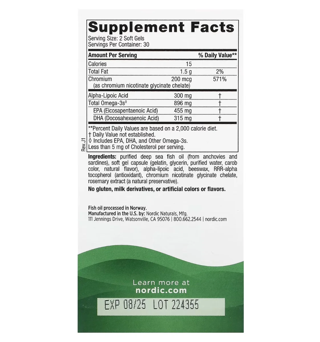 Nordic Naturals Omega Blood Sugar - 896 mg - 60 Softgels