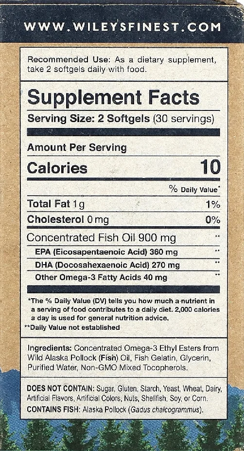 Wiley's Finest Wild Alaskan Fish Oil Easy Swallow Minis - 630 mg - 60 Softgels