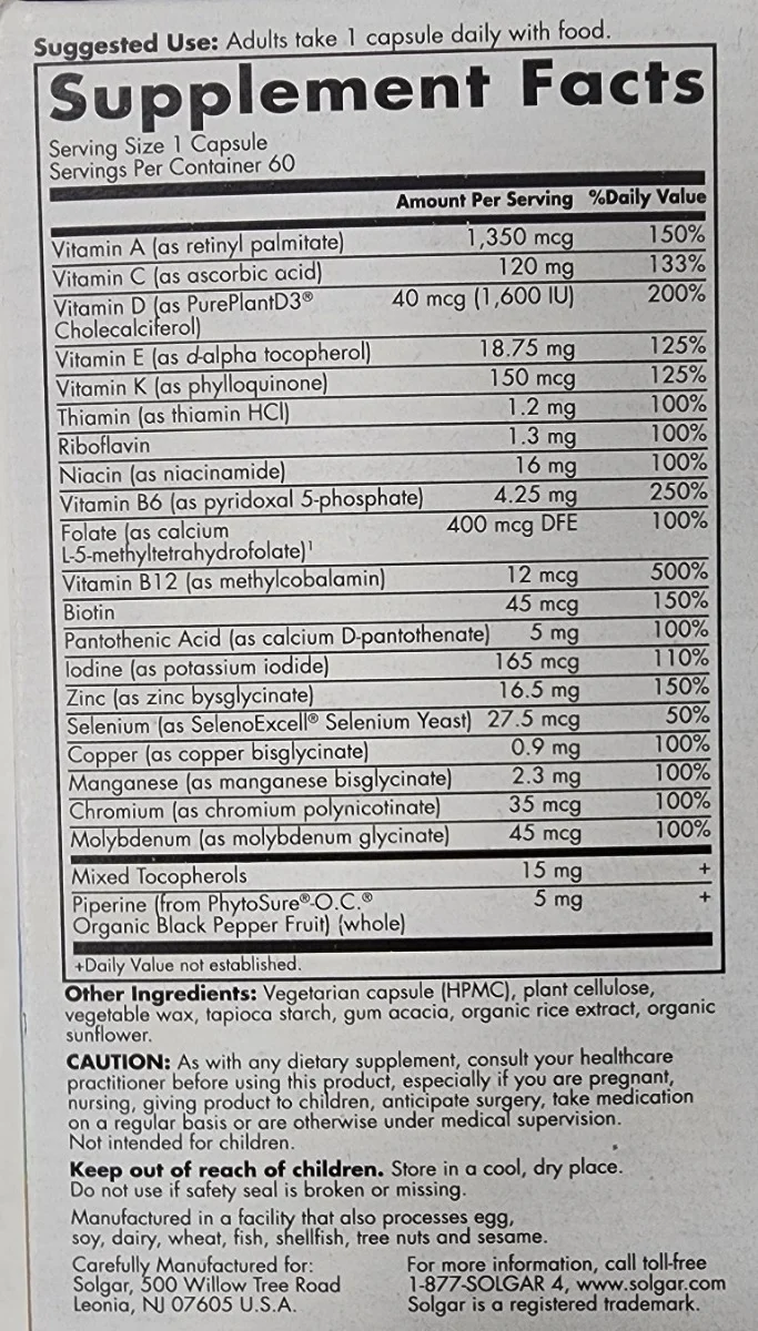 Solgar ONE DAILY MEN’S MULTI 60 CAPSULES