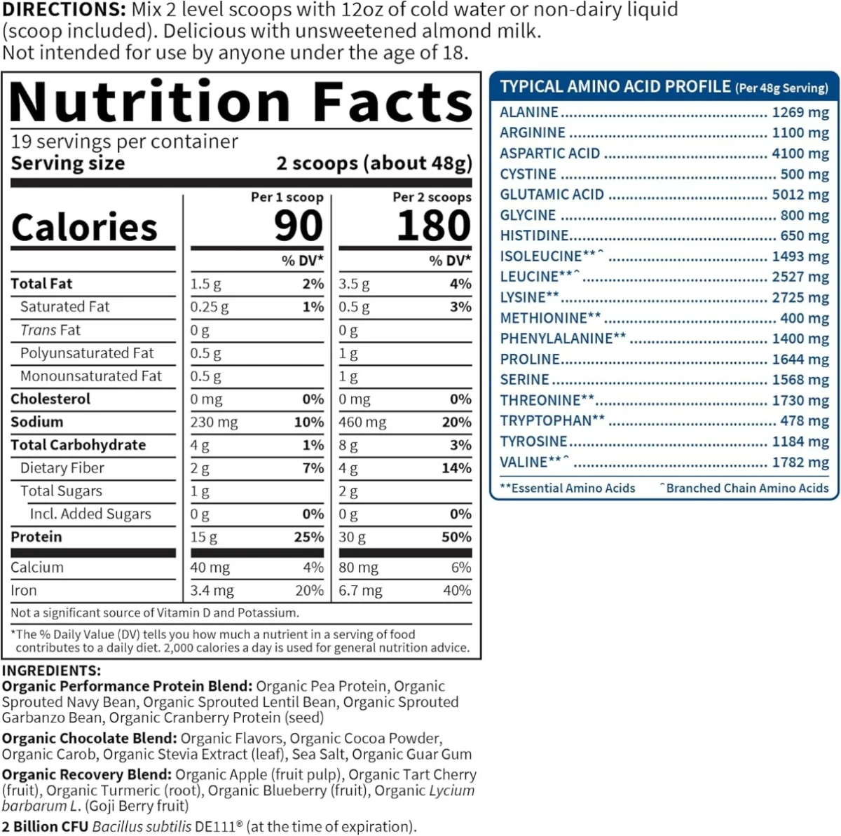 Garden of Life Sport Organic Plant-Based Protein - NSF Certified Sport Chocolate - 32.17 oz